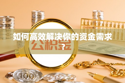 新干如何高效解决你的资金需求？