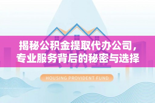 新干揭秘公积金提取代办公司，专业服务背后的秘密与选择指南