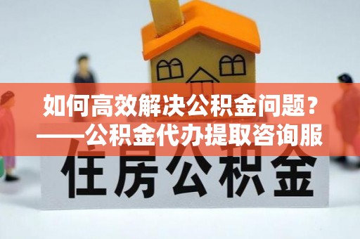 新干如何高效解决公积金问题？——公积金代办提取咨询服务指南