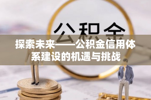 新干探索未来——公积金信用体系建设的机遇与挑战